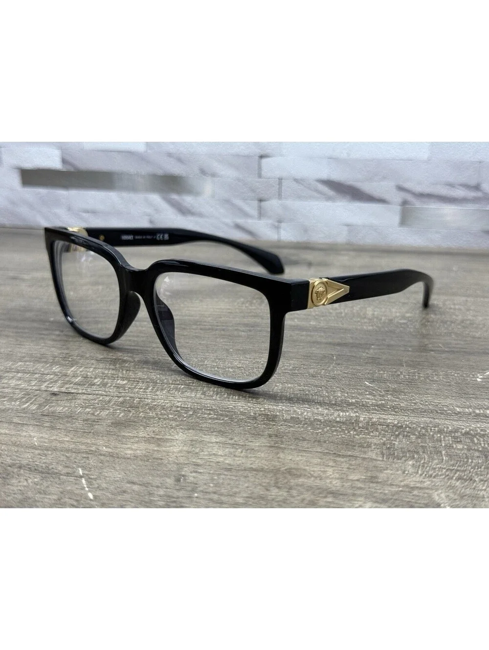 Versace Designer Eyeglasses 3377-U GB1 Black Square Full Rim Frames 55[]18-140